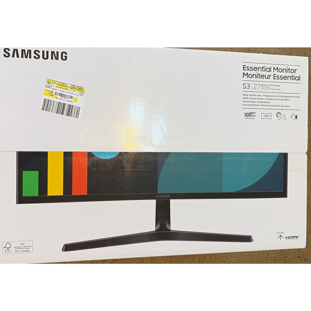 SAMSUNG 27" Curved Gaming Monitor S3 (S36GD) FHD 1800R Computer Screen, 100Hz